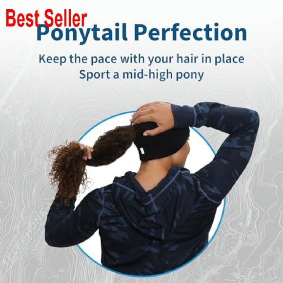 Merino Wool Ponytail Beanie Winter Hat Runners Hiking Activewear Chic main image 4